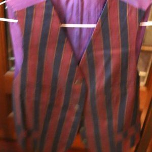 Vintage striped Burgandy & blue striped women's vest